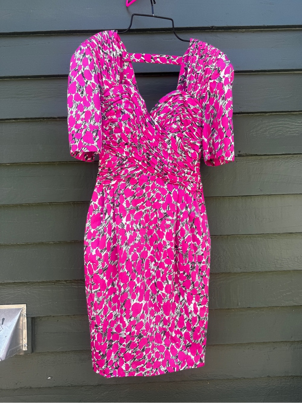 80s Vintage Liancarlo for Neiman Marcus Hot Pink Ruched Cocktail Dress Sz XS